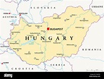 Hungary political map with capital Budapest, national borders ...