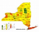 Editable New York County Populations Map - Illustrator / PDF | Digital Vector Maps