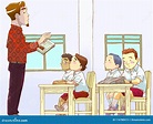 Teacher and Students in a Classroom Stock Illustration - Illustration ...