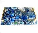 Blue Agate Serving Tray With Brass Handles and Coaster Set - Etsy