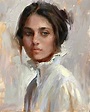 Portrait painting in oils. Great white opaque application - artist ...