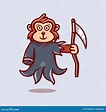 Cute Grim Reaper Monkey Illustration Stock Vector - Illustration of ...