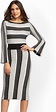 New York & Co. Petite Metallic Stripe Fit and Flare Sweater Dress ...