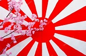 Bandera de Japón con flor de sakura de síntesis 2022
