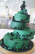 Caketopia: Emerald and Black Offset Cake