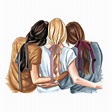 Pin on Illustrations ~ Girlfriends / Sisters
