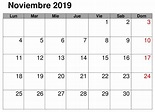 Calendario Noviembre 2019 Para Imprimir Gratis | Nosovia.com