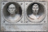 Roman funerary relief of Lucius Antistius Sarculo and his wife Antistia ...