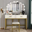 Vanity Table With Lighted Mirror And Bench Tribesigns Vanity Table Set ...