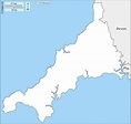 Cornwall free map, free blank map, free outline map, free base map ...