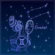 Zodiac sign Gemini a beautiful girl. The Constellation of Gemini. Night ...