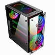RGB Computer Case Double Side Tempered Glass Panels ATX Gaming Cooling ...