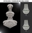 Set Of 3 - 1 French Empire Crystal Chandelier Chandeliers H50" X W30 ...