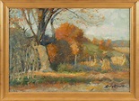 Lot - LOUIS MUELLER (Indiana, 1886-1958), “Hillside Farm Landscape with ...
