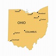 Ohio State Map With Cities And Towns : Large detailed elevation map of ...