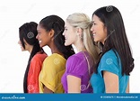 Diverse Young Women Looking In The Same Direction Royalty Free Stock ...