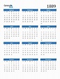 1889 Calendar (PDF, Word, Excel)