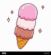 Cartoon Neapolitan ice cream drawing. Vanilla, strawberry and chocolate ...