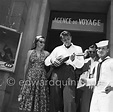 Robert Mitchum serenading his wife Dorothy Spence on a mandolin during ...