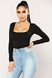 Anything But Square Long Sleeve Bodysuit - Black | Fashion Nova ...