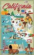 Cartoon map of California | Mapa de california, Viajes por carretera en ...