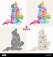 Inglaterra condados ceremoniales mapa vectorial Imagen Vector de stock ...