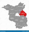 Maerkisch-Oderland County Red Highlighted in Map of Brandenburg Germany ...