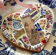 Love Life pique assiette broken china mosaic cottage heart | Etsy in ...
