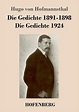 Die Gedichte 1891-1898 / Die Gedichte 1924 by Hugo Von Hofmannsthal ...