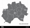 Moderner Stadtplan - Hildesheim Stadt Deutschland mit Bezirken grau DE ...