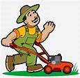 Happy Man Grooming The Lawn Vector - Dibujo De Jardinero Podando ...