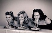 Pinup spaghetti eating contest Vintage. Pinup. Black and white. Kath ...