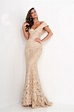 Jovani 02923 | Gold Embellished Lace Fitted Dress
