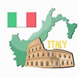 lugar famoso de roma con bandera nacional y mapa de italia 14971403 PNG