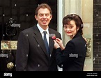 Prime Minister Tony Blair with his wife Cherie Blair outside 10 Downing ...