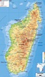 Large physical map of Madagascar with roads, cities and airports ...