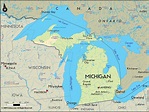 Geographical Map of Michigan and Michigan Geographical Maps