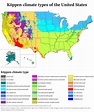 USA un mapa climático - mapa del Clima en estados UNIDOS (América del ...