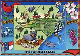 Detailed tourist illustrated map of North Carolina state | Vidiani.com ...