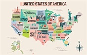 mapa de estados unidos en estilo de dibujos animados 2886439 Vector en ...