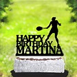 Custom name Happy Birthday Tennis Cake Topper,Female Tennis Player ...