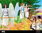 Adam et Eve chassés de l'Eden - après l'illustration par J James Tissot ...