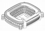 Dibujo para colorear el estadio Santiago Bernabéu del Real Madrid Club ...