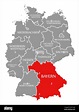 Bavaria red highlighted in map of Germany Stock Photo - Alamy