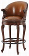 Louis XV Carved Leather Upholstered Swivel Bar Stool - Traditional ...