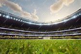 Estadio de fútbol desenfoque de fondo arena de noche con multitud de ...