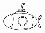 hand drawn submarine for kids coloring pages, prints, posters ...