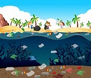 Free Vector | Water pollution with plastic bags in ocean