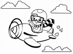 Piloto de chico lindo blanco y negro vuela en un avión ilustración de ...