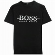 Hugo Boss Logo-print T-shirt In Stretch-cotton Black | ONU